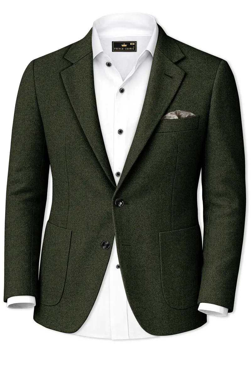 Virenza-Rangoon Green Textured Tweed Single Breasted Sports Suit 10