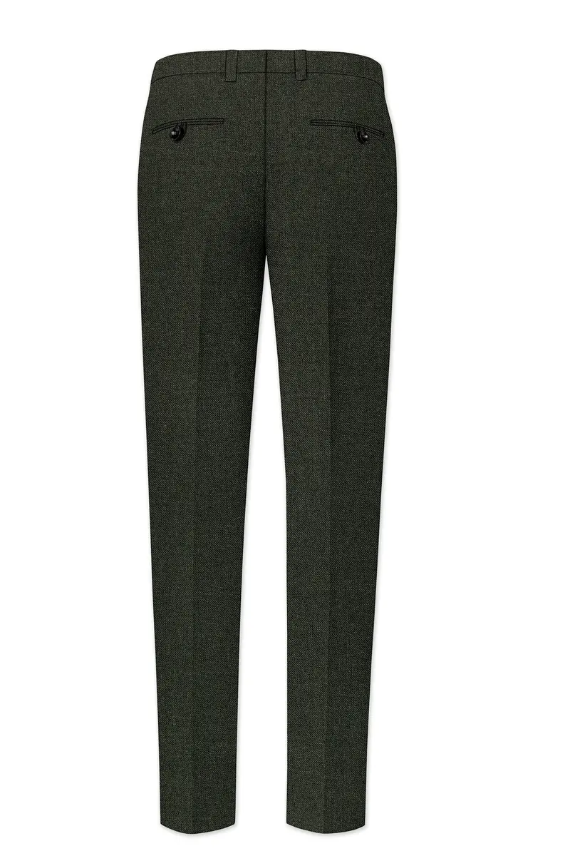 Virenza-Rangoon Green Textured Tweed Single Breasted Sports Suit 14