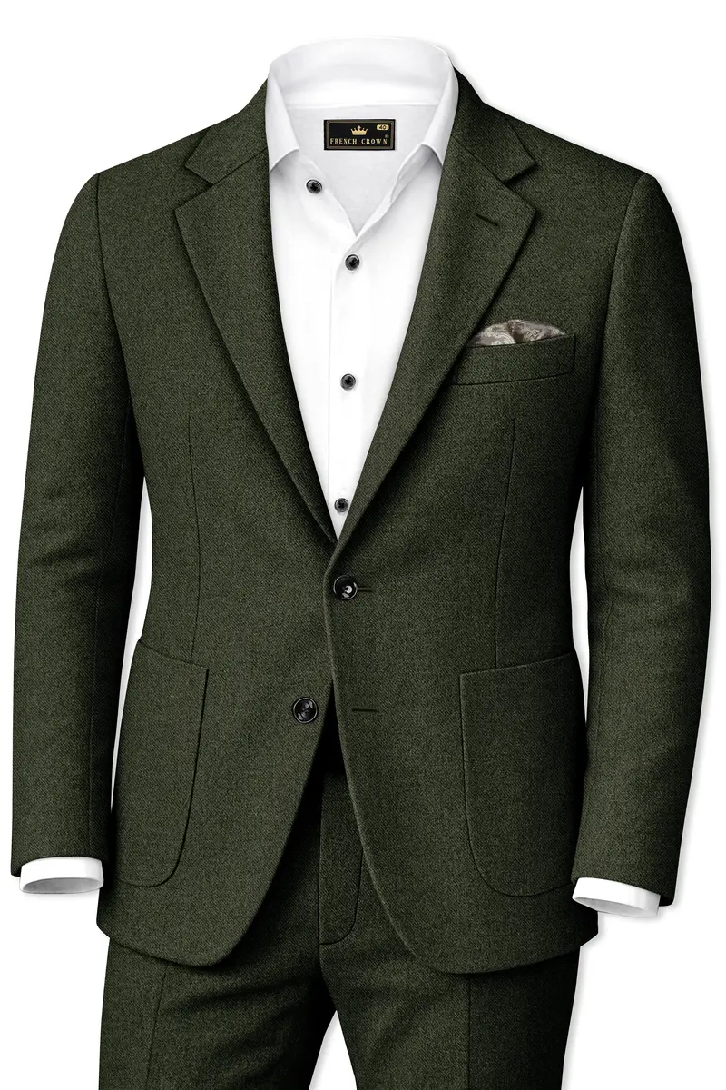 Virenza-Rangoon Green Textured Tweed Single Breasted Sports Suit 2