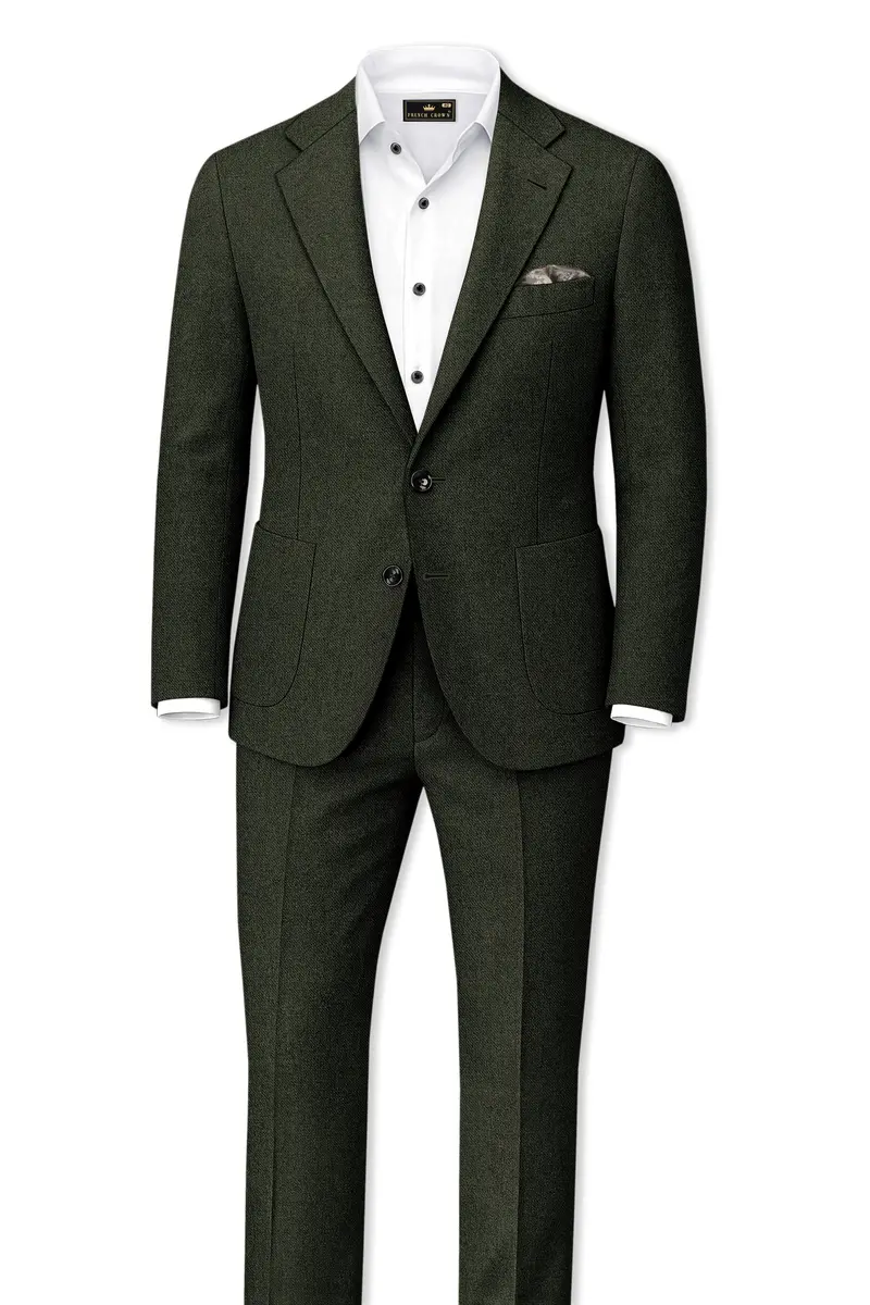 Virenza-Rangoon Green Textured Tweed Single Breasted Sports Suit 4