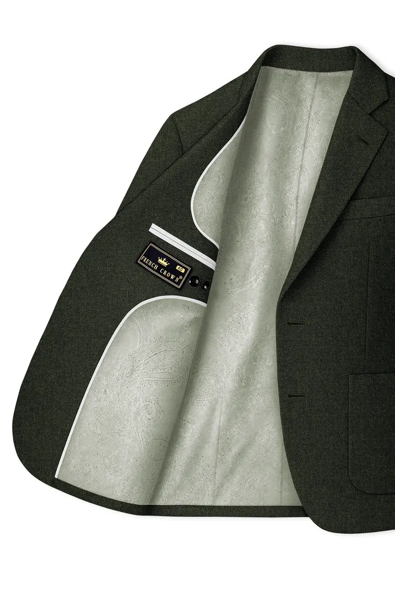 Virenza-Rangoon Green Textured Tweed Single Breasted Sports Suit 6