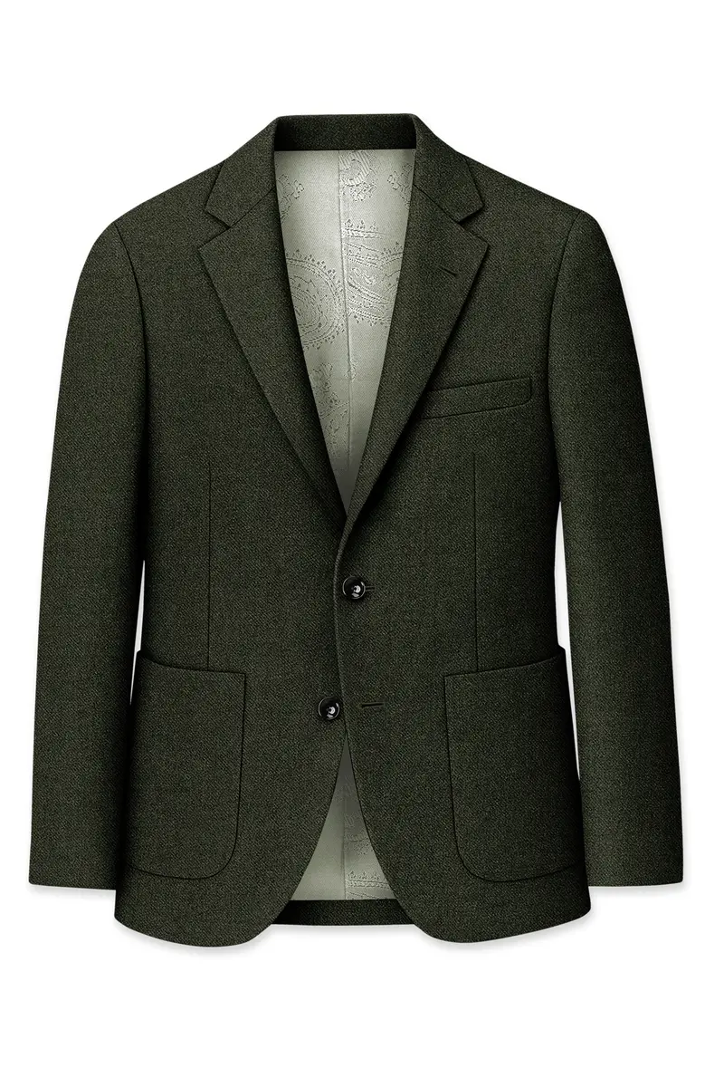 Virenza-Rangoon Green Textured Tweed Single Breasted Sports Suit 8