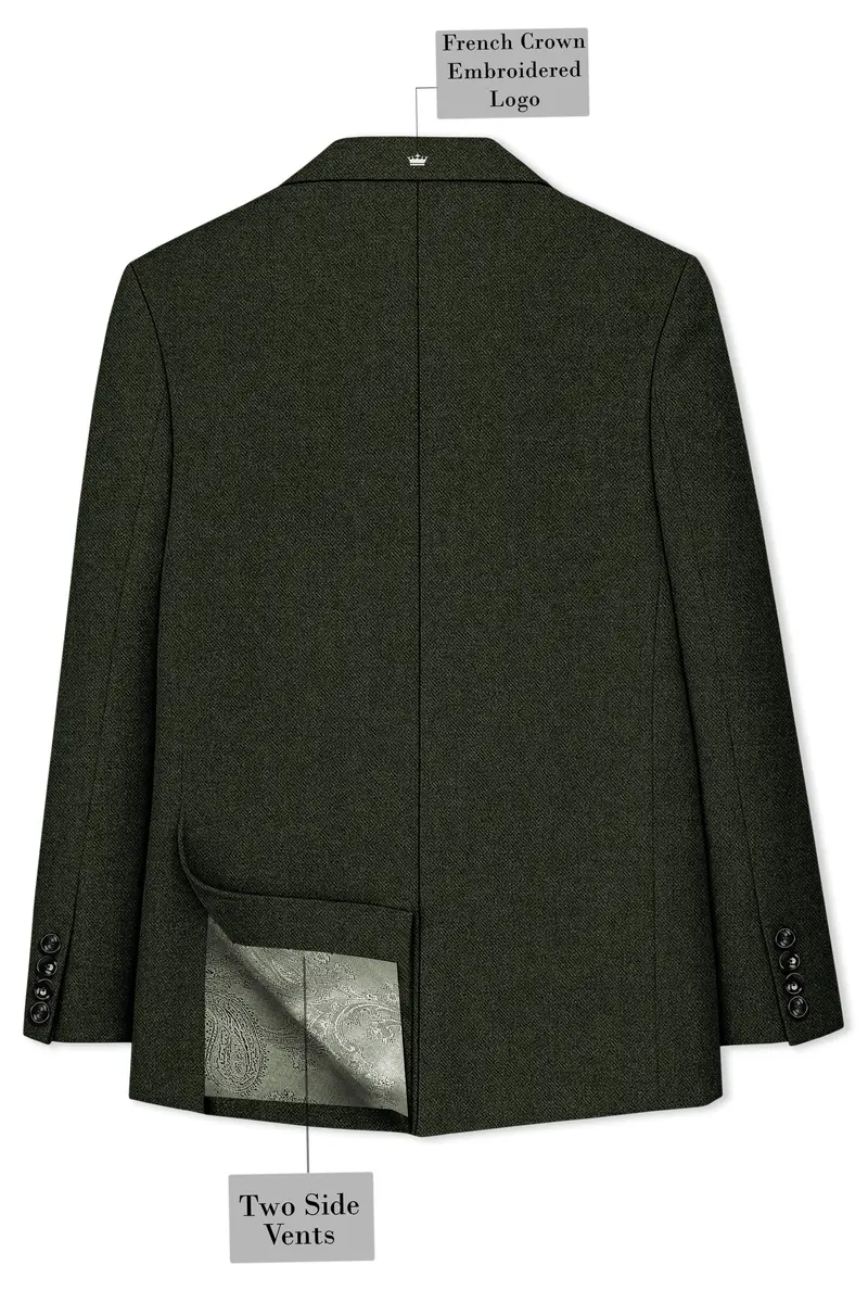 Virenza-Rangoon Green Textured Tweed Single Breasted Sports Suit 9