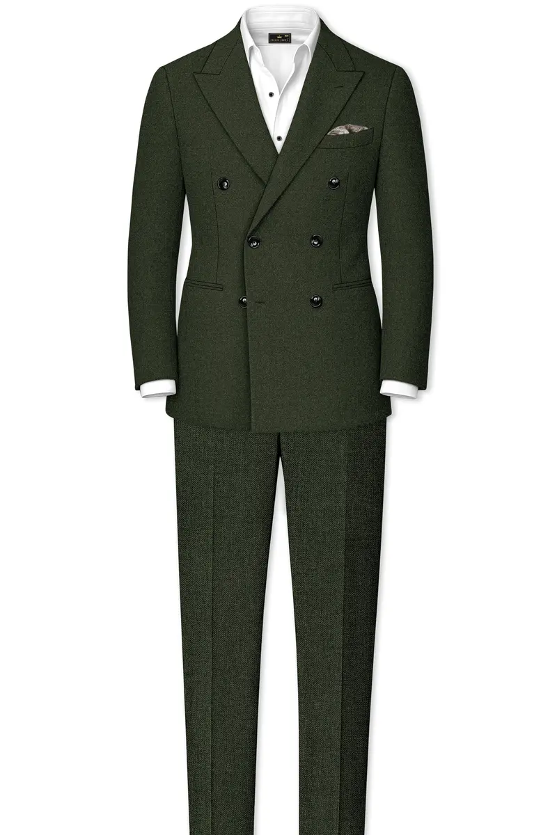 Virenza-Rangoon Green Textured Tweed Stretchable Waistband Pant 7