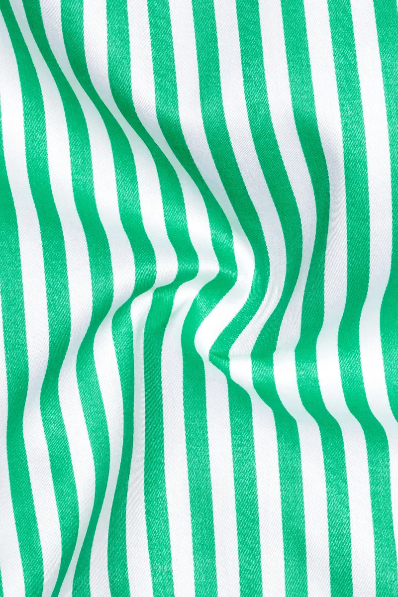 Virenza-Tealish Green And Bright White Candy Striped Subtle Sheen Super Soft Premium Cotton Dress Shirt 3