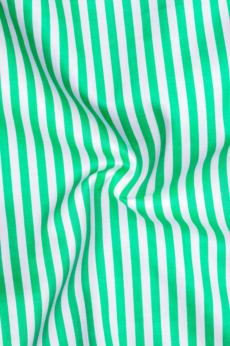 Virenza-Tealish Green And Bright White Candy Striped Super Soft Premium Cotton Dress Shirt 3