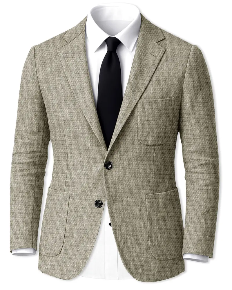 Virenza-Thistle Green Luxurious Linen Single Breasted Sports Blazer 1