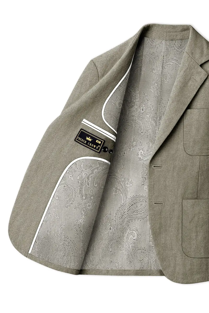 Virenza-Thistle Green Luxurious Linen Single Breasted Sports Blazer 5