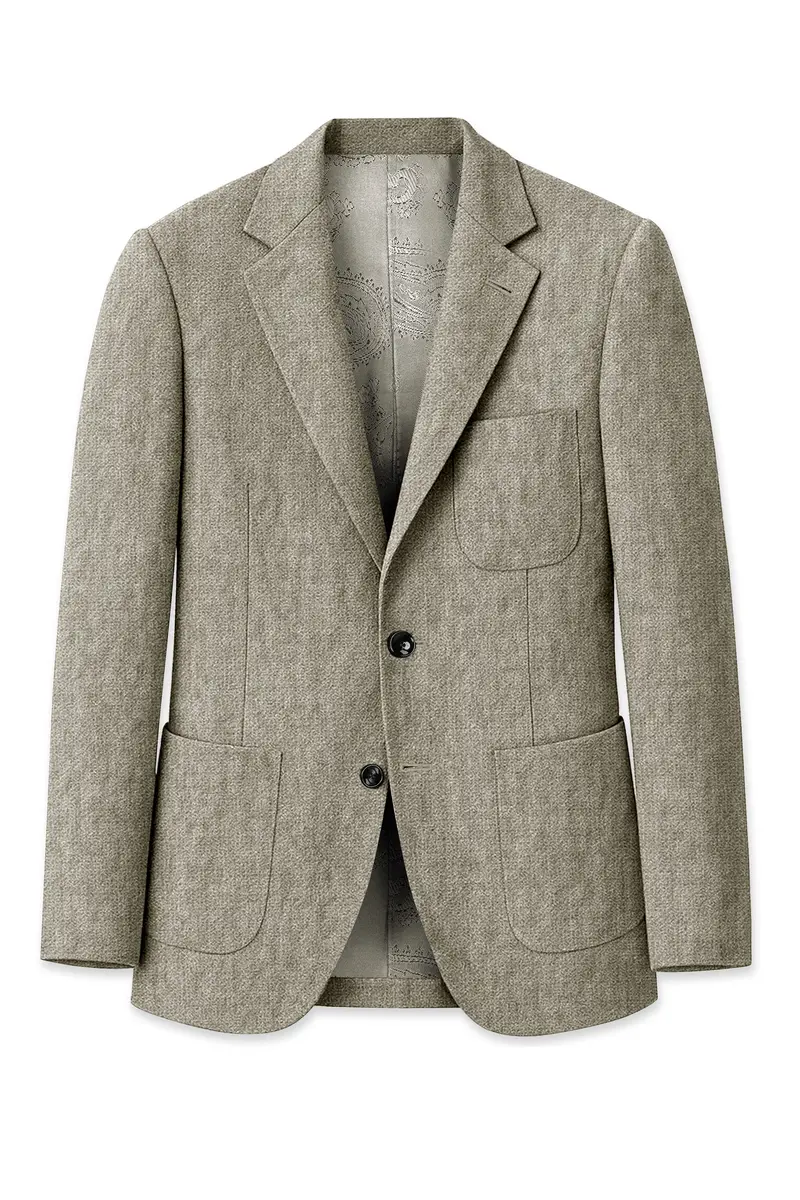 Virenza-Thistle Green Luxurious Linen Single Breasted Sports Blazer 7