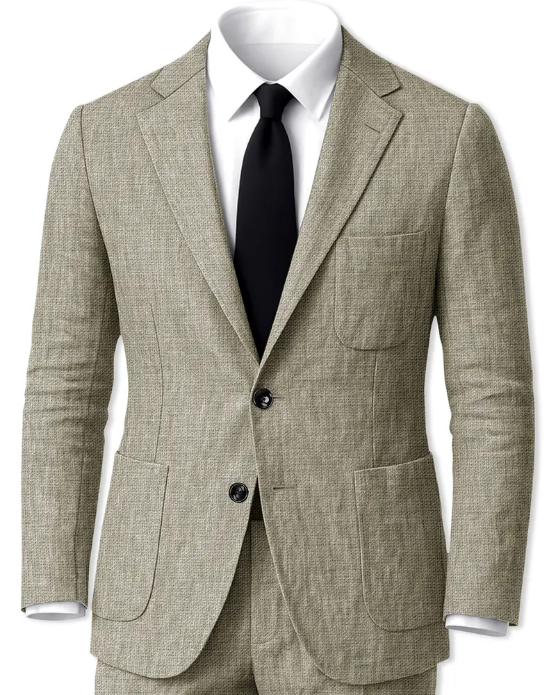 Virenza-Thistle Green Luxurious Linen Single Breasted Sports Suit 1