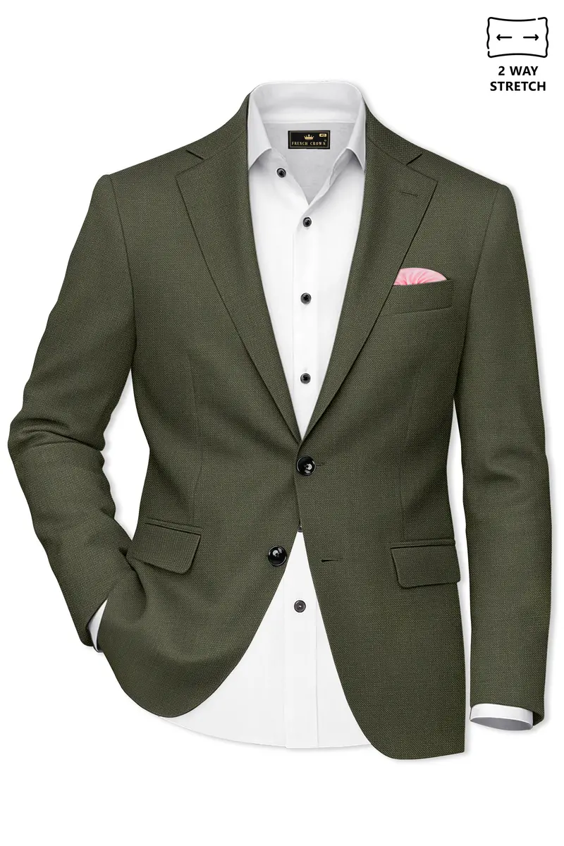 Virenzo-Rifle Green Luxurious Linen Single Breasted Stretchable Traveler Suit 10