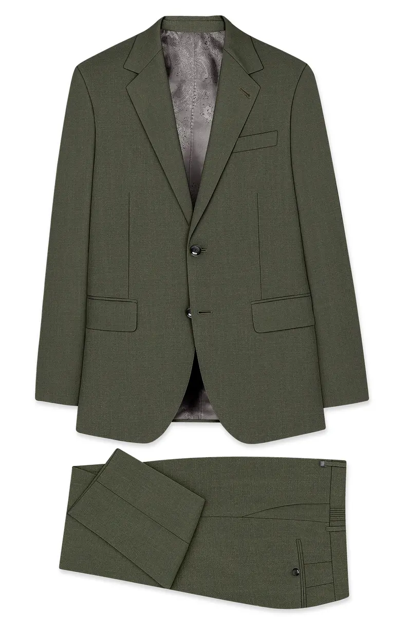 Virenzo-Rifle Green Luxurious Linen Single Breasted Stretchable Traveler Suit 11