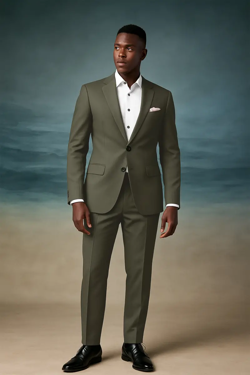 Virenzo-Rifle Green Luxurious Linen Single Breasted Stretchable Traveler Suit 12