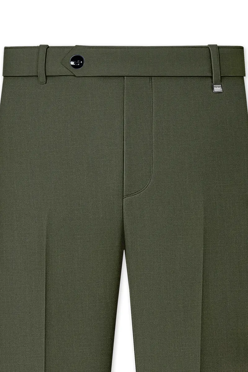 Virenzo-Rifle Green Luxurious Linen Single Breasted Stretchable Traveler Suit 13