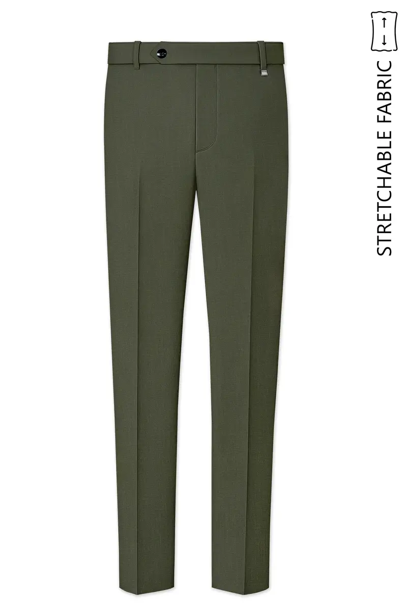 Virenzo-Rifle Green Luxurious Linen Single Breasted Stretchable Traveler Suit 14