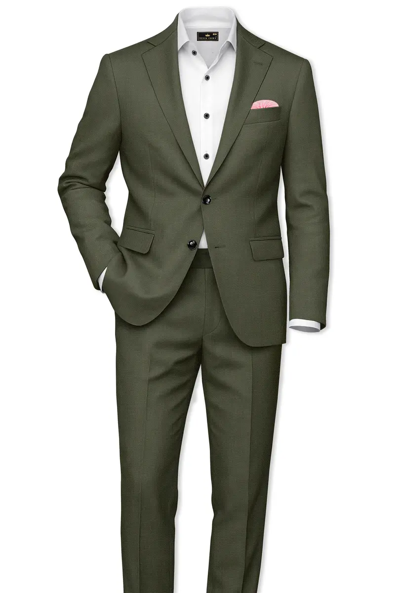 Virenzo-Rifle Green Luxurious Linen Single Breasted Stretchable Traveler Suit 4