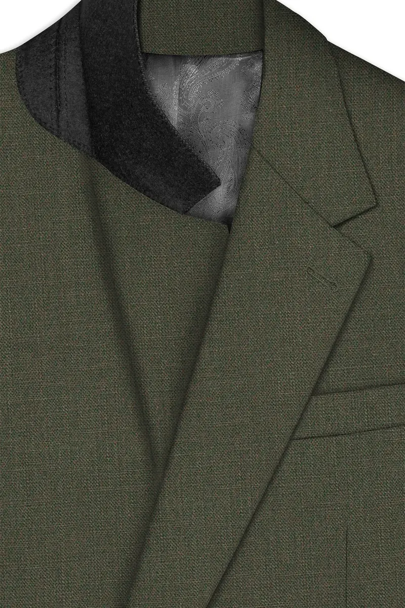 Virenzo-Rifle Green Luxurious Linen Single Breasted Stretchable Traveler Suit 5