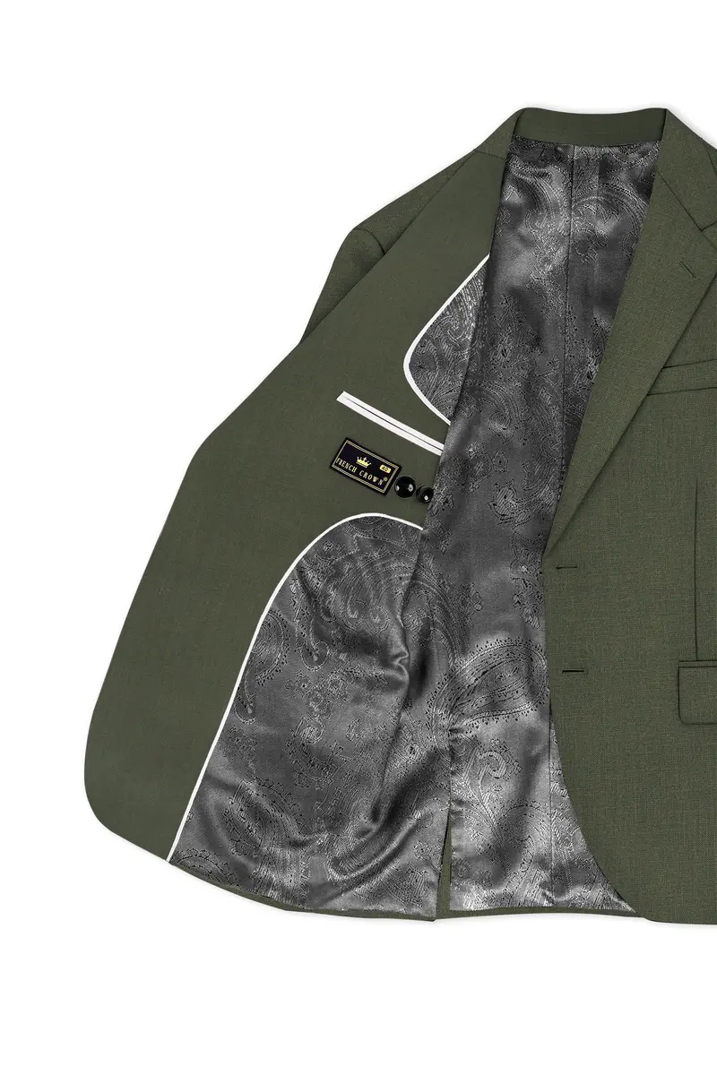 Virenzo-Rifle Green Luxurious Linen Single Breasted Stretchable Traveler Suit 6