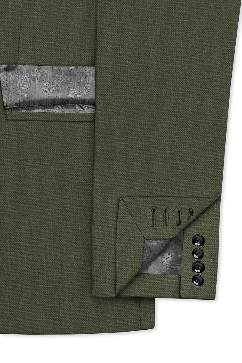 Virenzo-Rifle Green Luxurious Linen Single Breasted Stretchable Traveler Suit 7