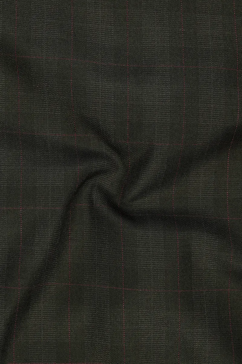 Viricheck-Birch Green Windowpane Wool Rich Stretchable Waistband Pant 3