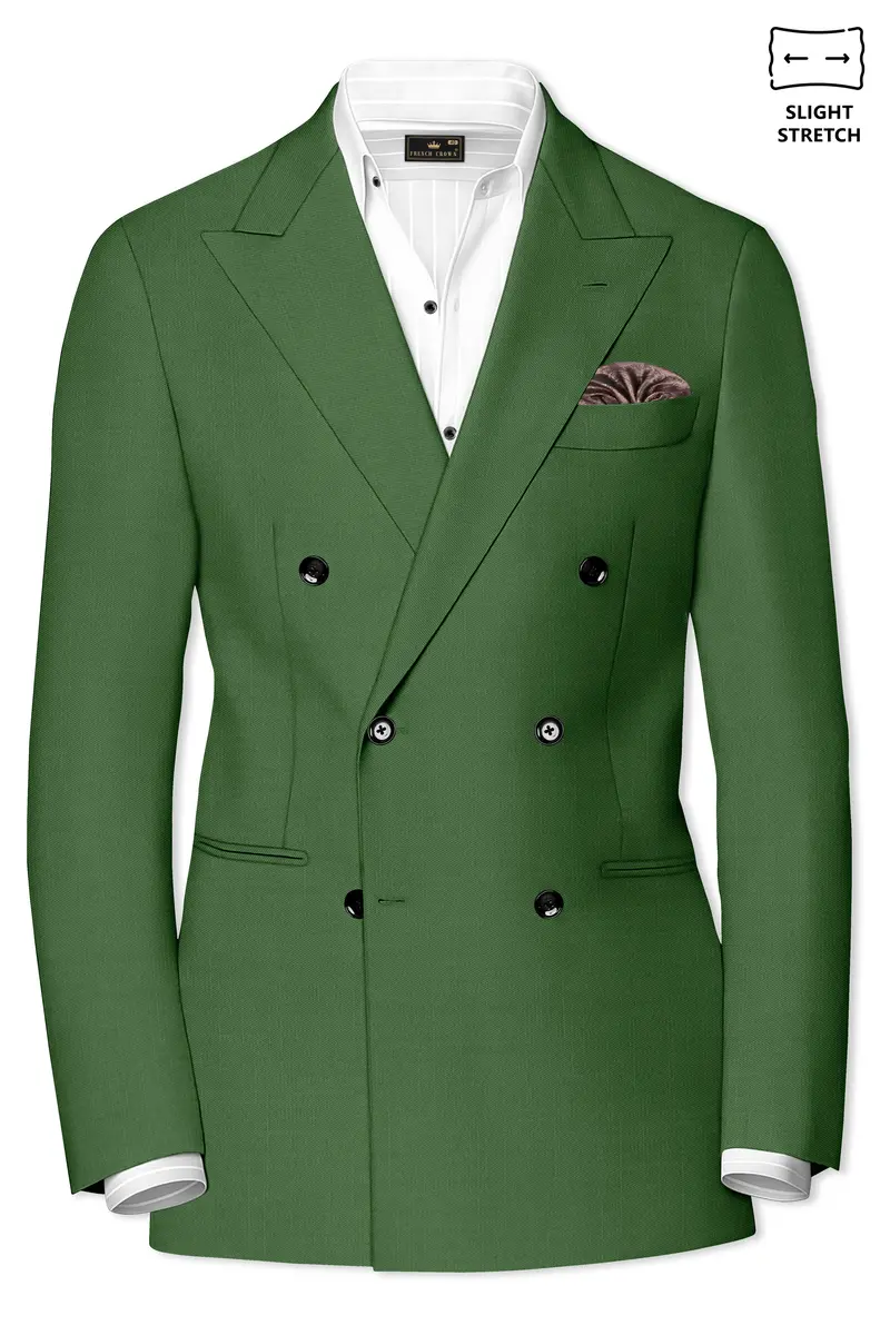 Viridian-Forest Green Wool Rich Slight Stretch Double Breasted Suit 10