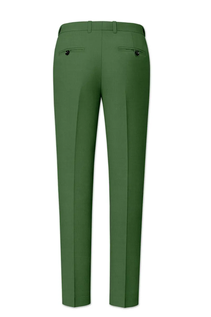 Viridian-Forest Green Wool Rich Slight Stretch Double Breasted Suit 14