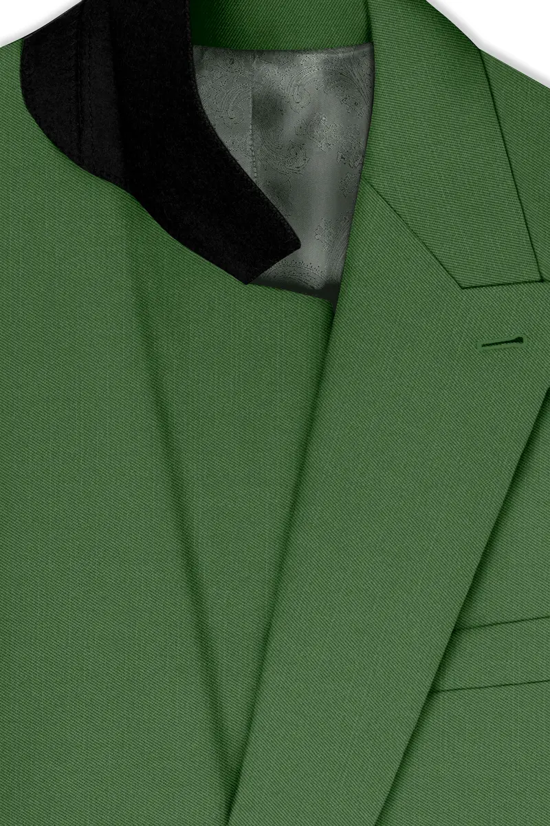 Viridian-Forest Green Wool Rich Slight Stretch Double Breasted Suit 5