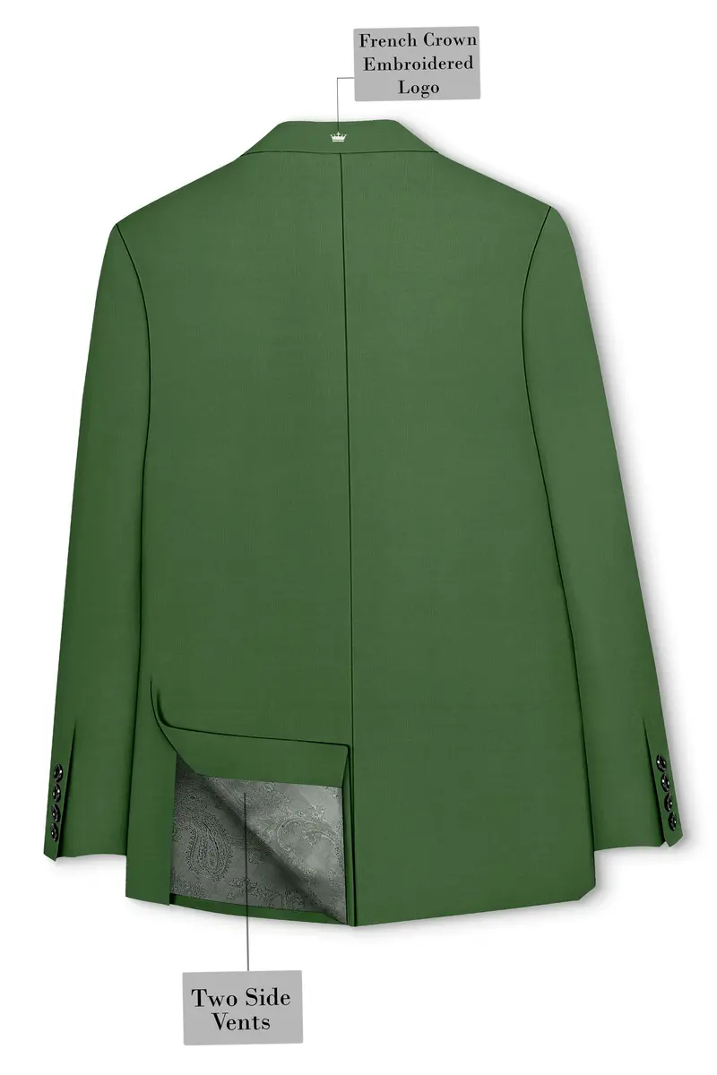 Viridian-Forest Green Wool Rich Slight Stretch Double Breasted Suit 9