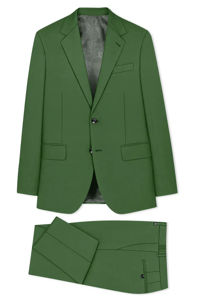 Viridian-Forest Green Wool Rich Slight Stretch Single Breasted Suit 11
