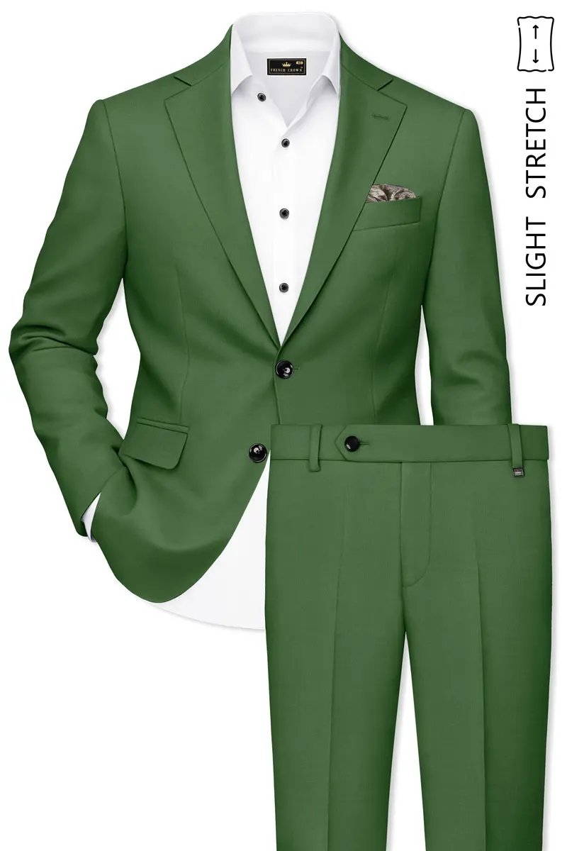 Viridian-Forest Green Wool Rich Slight Stretch Single Breasted Suit 2