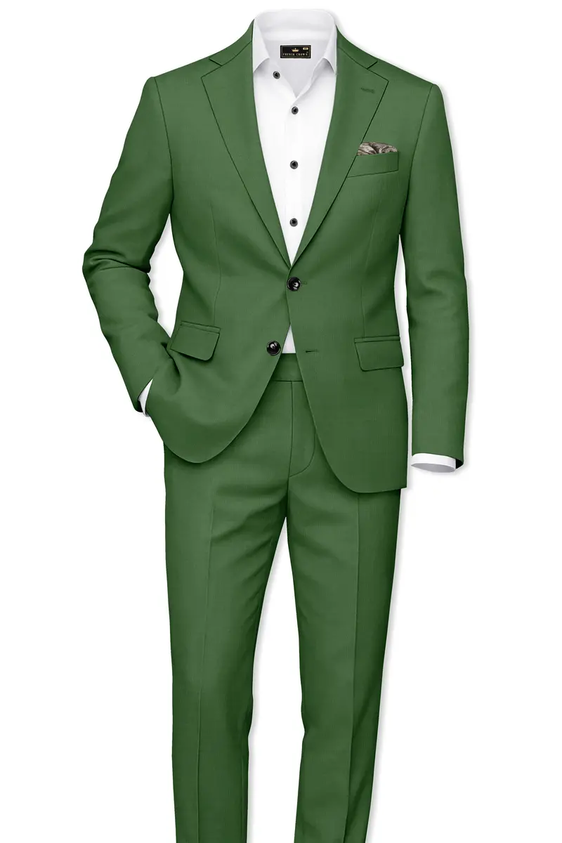 Viridian-Forest Green Wool Rich Slight Stretch Single Breasted Suit 4