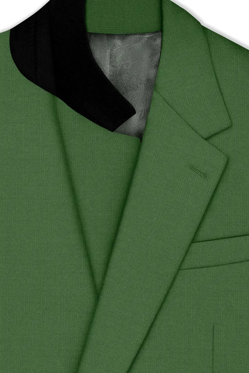 Viridian-Forest Green Wool Rich Slight Stretch Single Breasted Suit 5