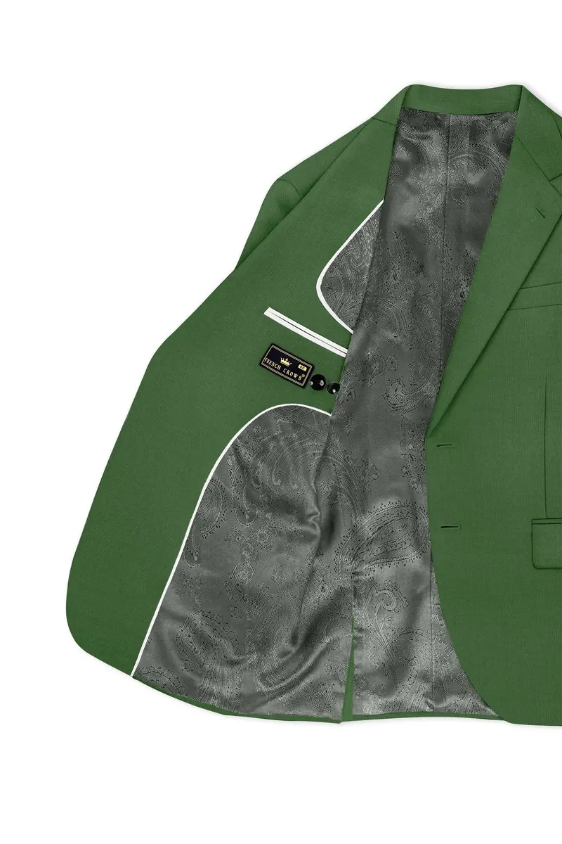 Viridian-Forest Green Wool Rich Slight Stretch Single Breasted Suit 6