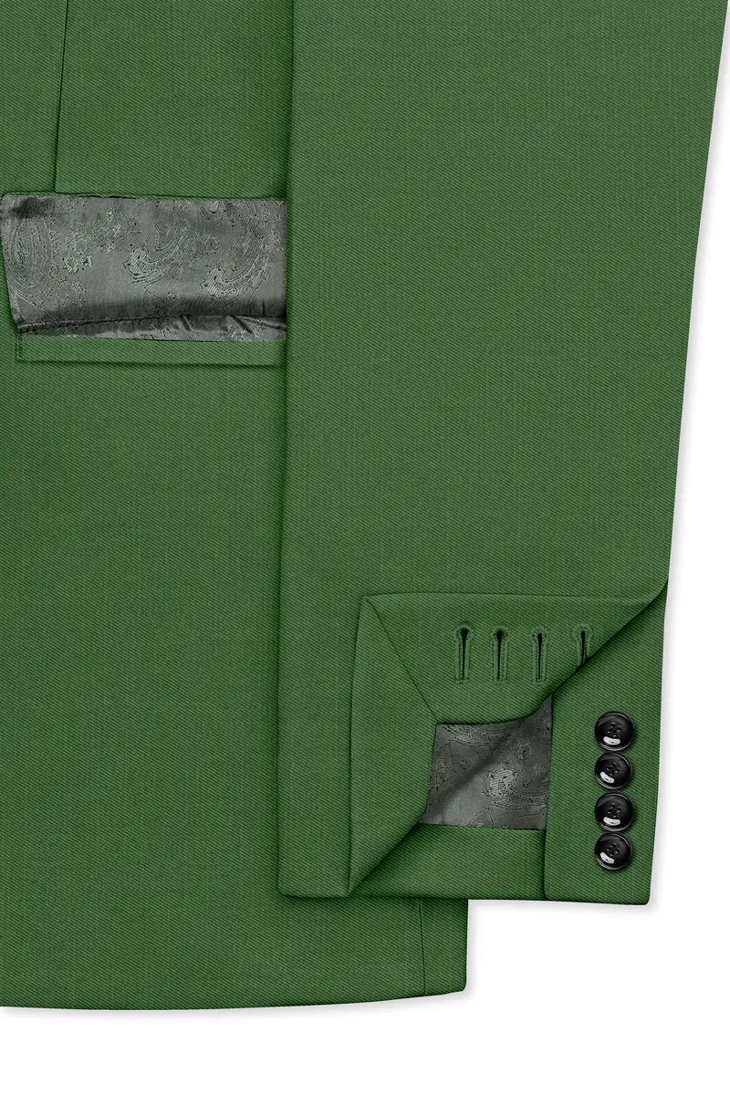 Viridian-Forest Green Wool Rich Slight Stretch Single Breasted Suit 7