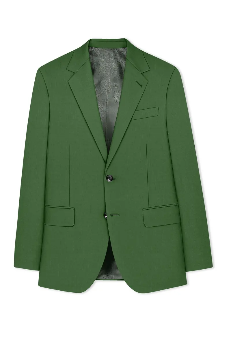 Viridian-Forest Green Wool Rich Slight Stretch Single Breasted Suit 8
