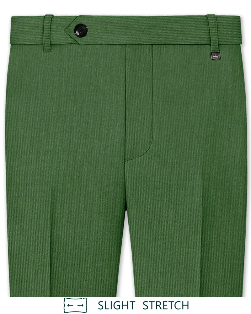 Viridian-Forest Green Wool Rich Slight Stretch Waistband Pant 1