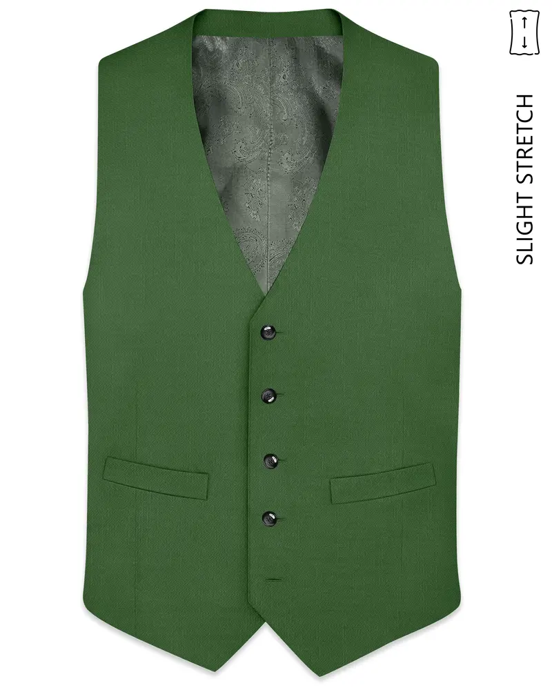 Viridian-Forest Green Wool Rich Slight Stretch Waistcoat 1