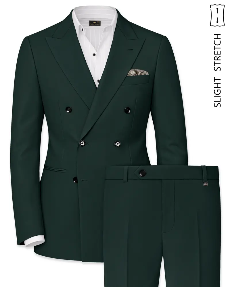 Viridian-Gable Green Slight Stretch Subtle Sheen Poly-Viscose Double Breasted Suit 1
