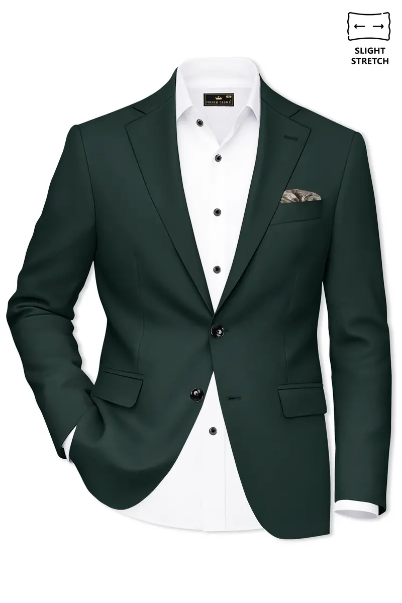 Viridian-Gable Green Slight Stretch Subtle Sheen Poly-Viscose Single Breasted Blazer 2