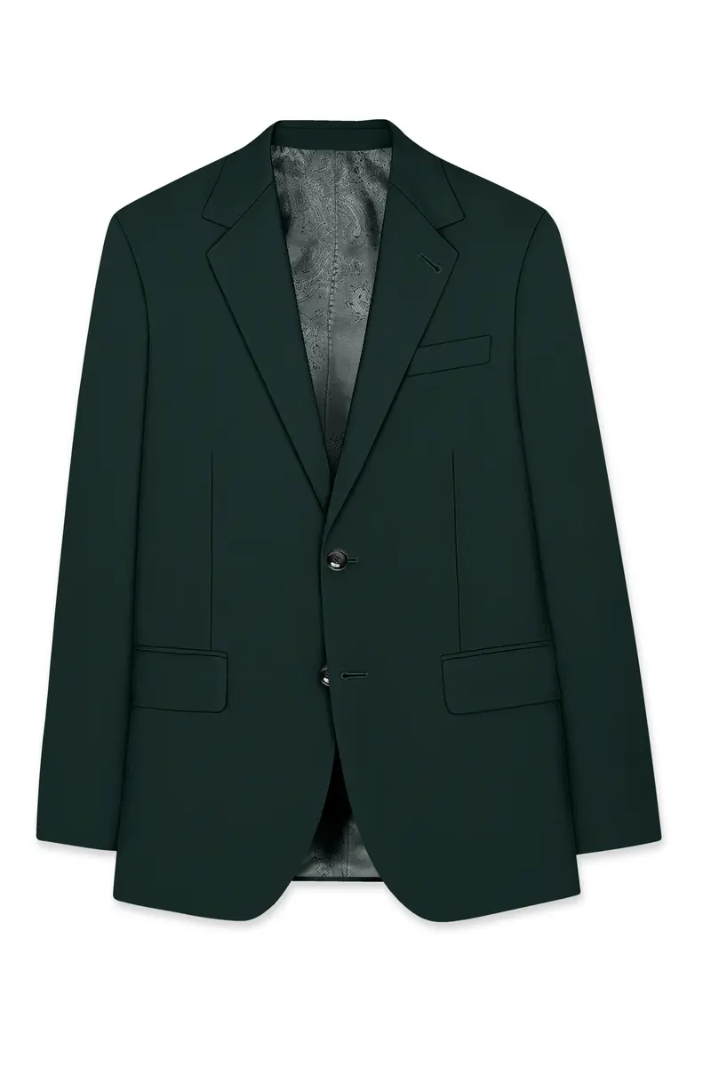 Viridian-Gable Green Slight Stretch Subtle Sheen Poly-Viscose Single Breasted Blazer 7