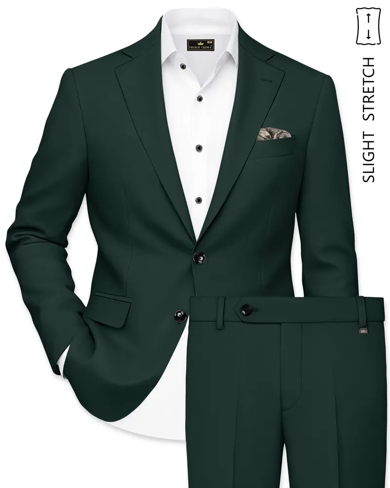 Viridian-Gable Green Slight Stretch Subtle Sheen Poly-Viscose Single Breasted Suit 1