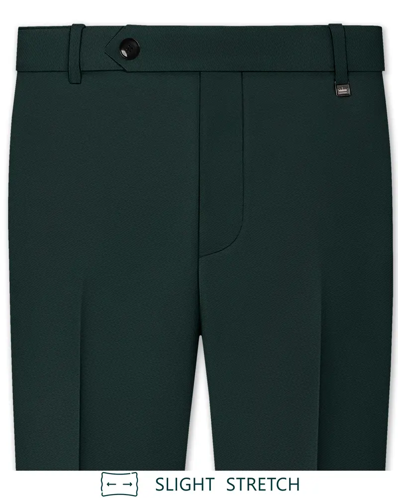 Viridian-Gable Green Slight Stretch Subtle Sheen Poly-Viscose Waistband Pant 1