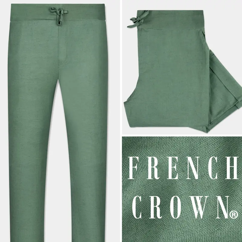 Viridian Green Luxurious Linen Lounge Pant 1