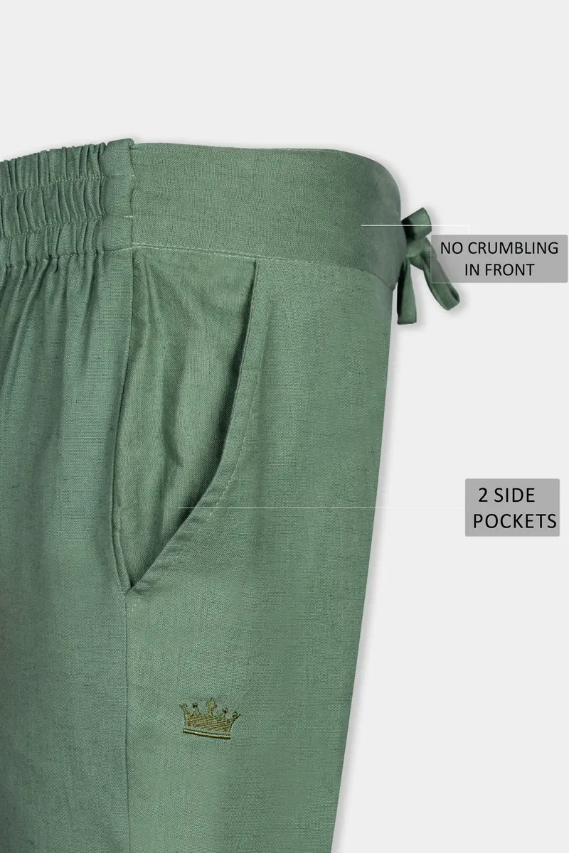 Viridian Green Luxurious Linen Lounge Pant 7