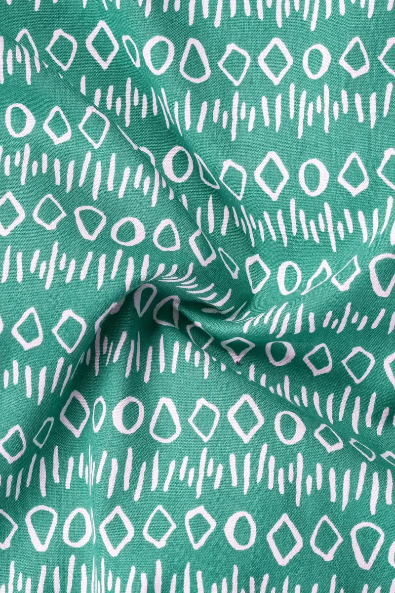 Viridian Green Printed Giza Cotton Kurta Shirt 3
