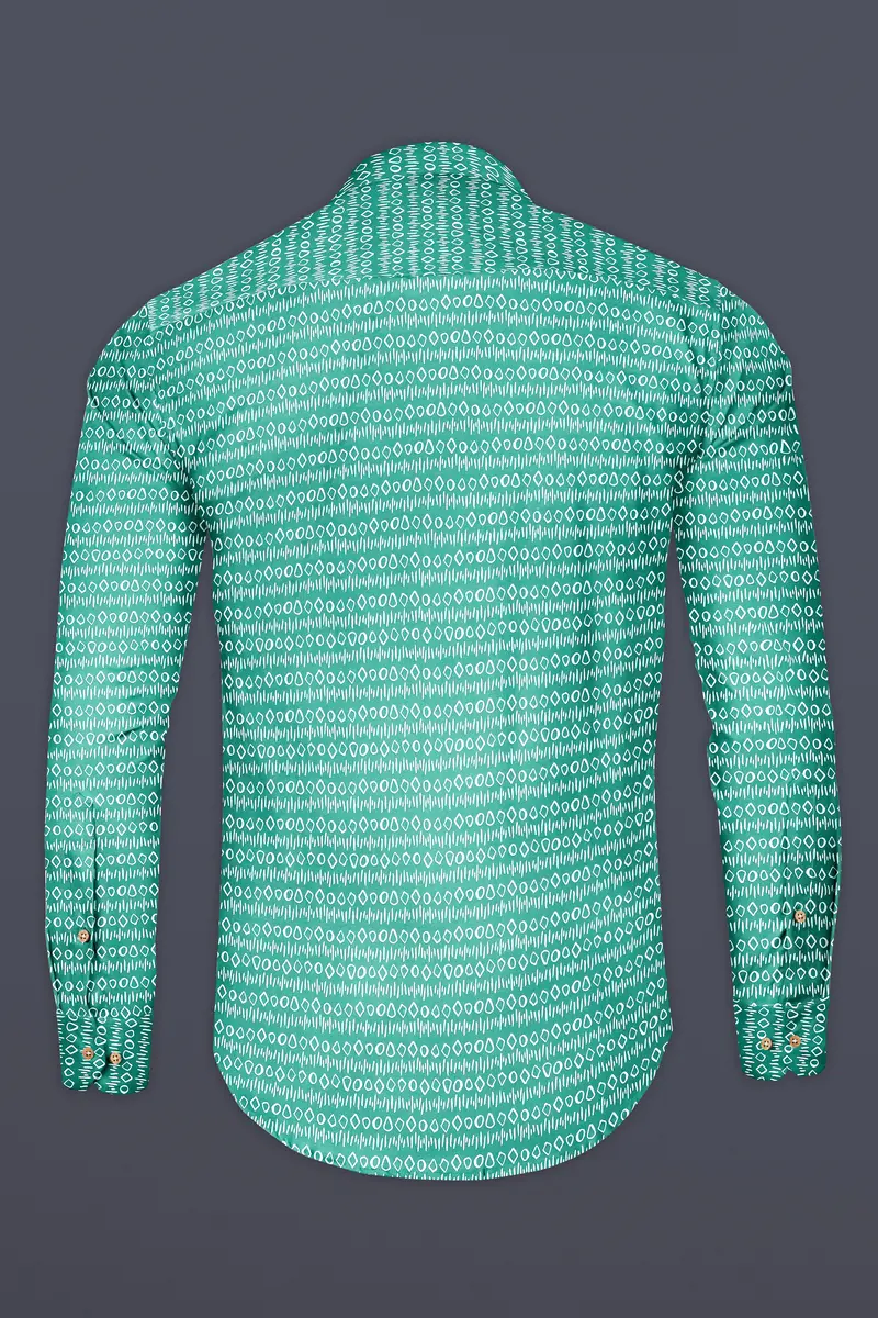 Viridian Green Printed Giza Cotton Kurta Shirt 6