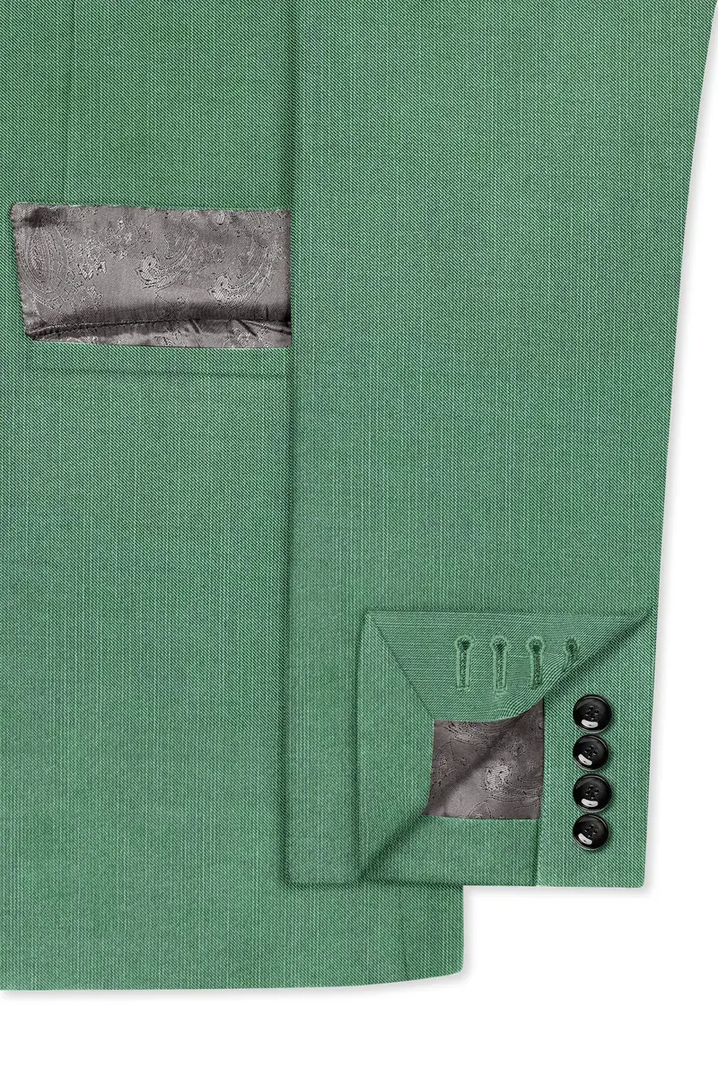 Viridian Green Solid Wool Rich Single Breasted Slight Stretch Blazer 6