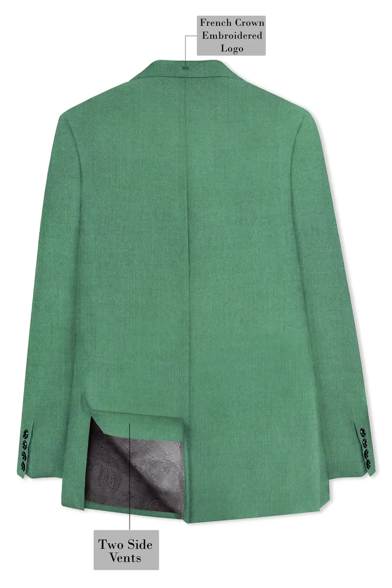 Viridian Green Solid Wool Rich Single Breasted Slight Stretch Blazer 7