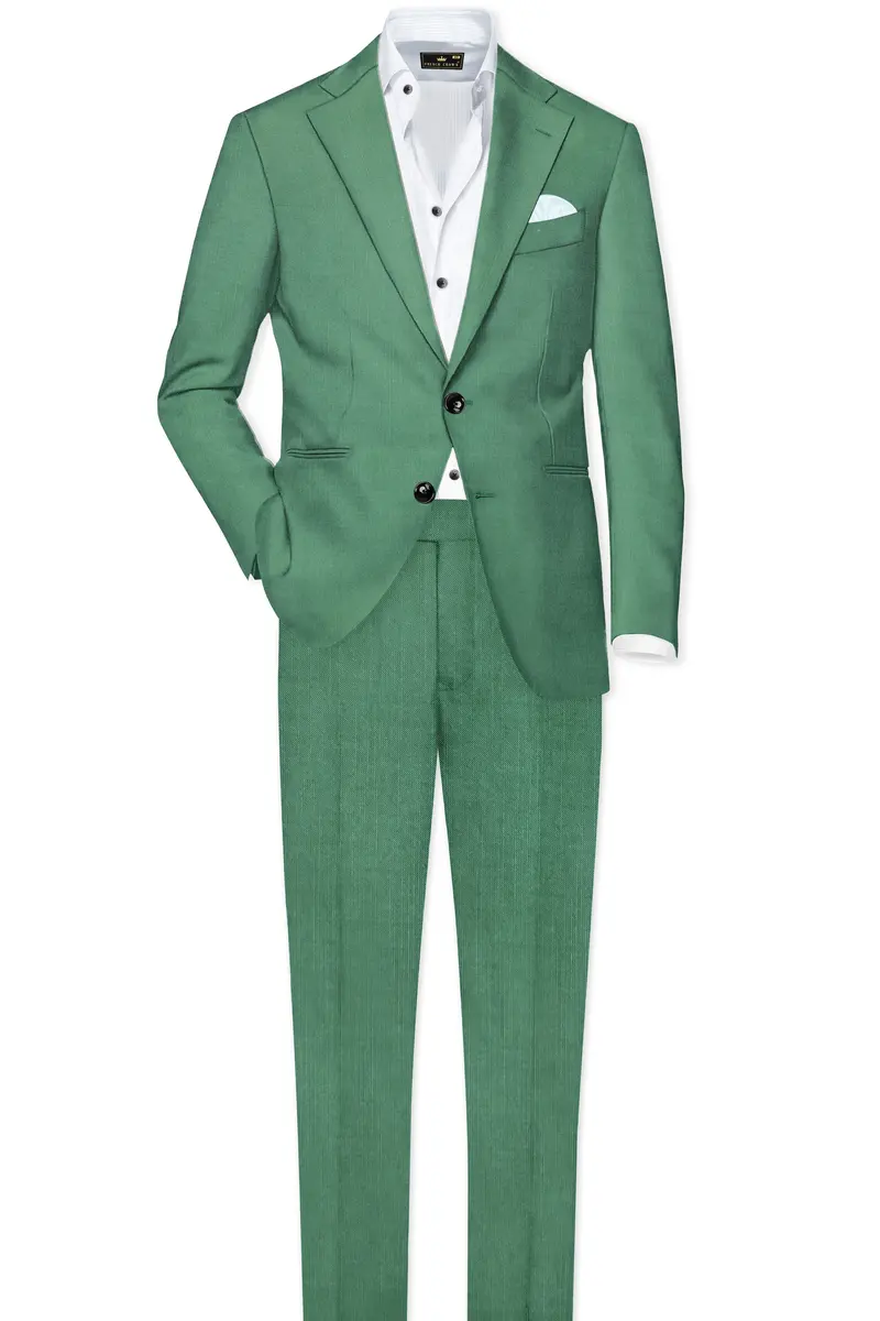 Viridian Green Solid Wool Rich Single Breasted Slight Stretch Blazer 8