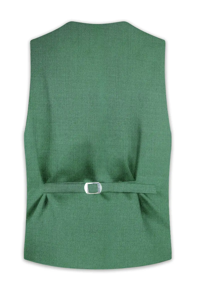 Viridian Green Solid Wool Rich Slight Stretch Waistcoat 4